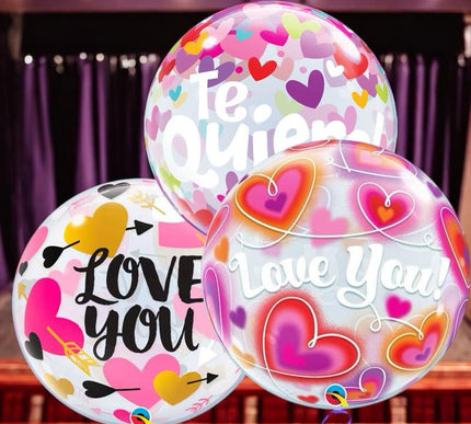 50 Globos Burbuja con Luz y Base $11.9 c/u