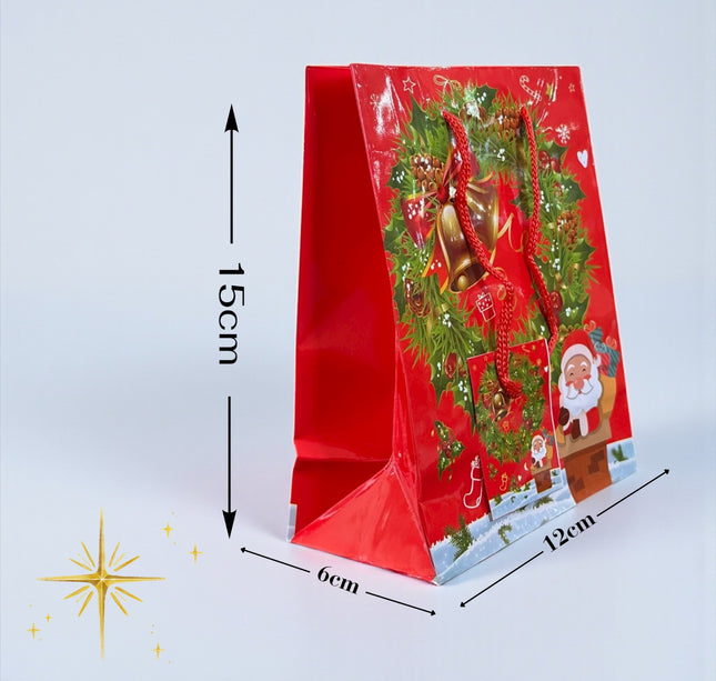 12 Bolsas Regalo Navidad 15X12X6 cm $3.45 c/u