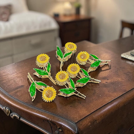 12 Pinzas Girasol Pedreria Linda Metalica $21 c/u