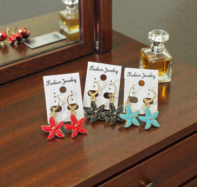 12 Aretes Estrellas de Mar Colores $9 c/u
