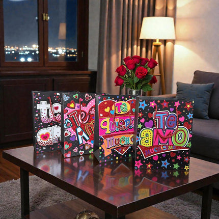12 Bolsas Te quiero mucho Diamantadas "San Valentin" $13 c/u
