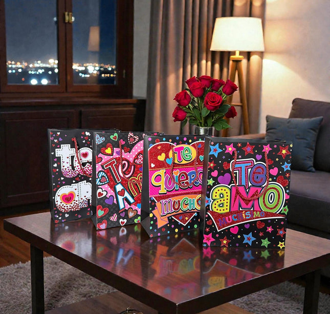 12 Bolsas Te quiero mucho Diamantadas "San Valentin" $13 c/u