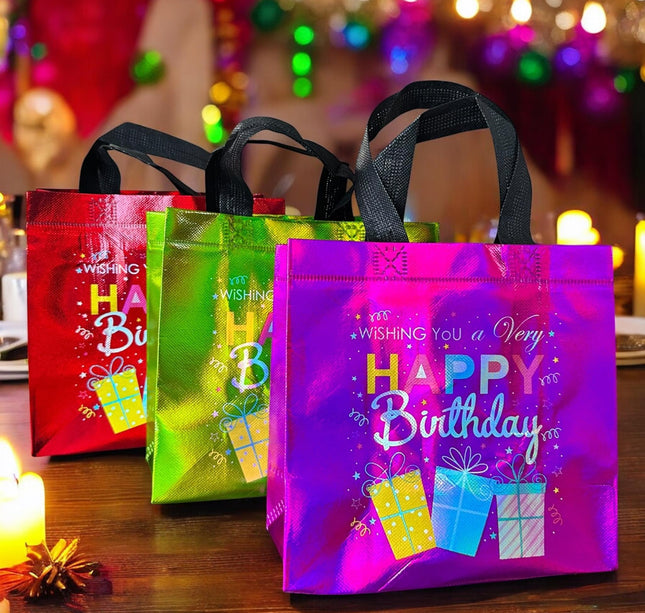 12 Bolsas "Happy BirthDay" Reutilizables $6.9 c/u