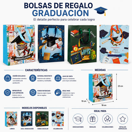12 Bolsas de Regalo Graduación $9.8 c/u