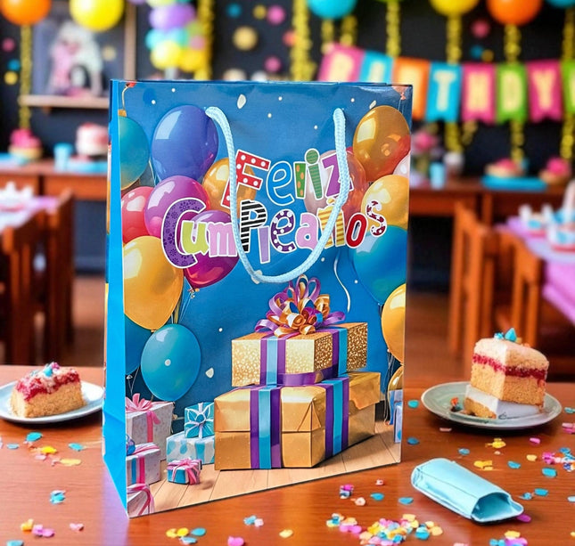 12 Bolsas Para reglo "Feliz Cumpleaños" $6.75 c/u
