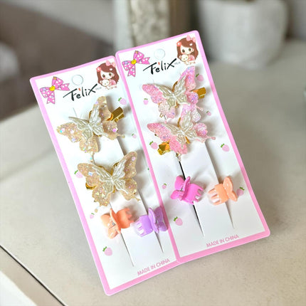 12 Duos Mariposa Pasadores y Cuquitas Colores $9.5 c/u