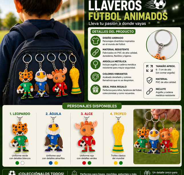 12 Llaveros Mundialistas Mascotas $6 c/u