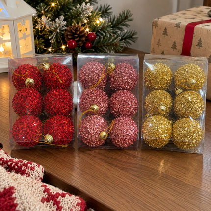 Exclusivo Tienda en linea 💥💎Caja de Esferas Navideñas con Flequillos Metálicos