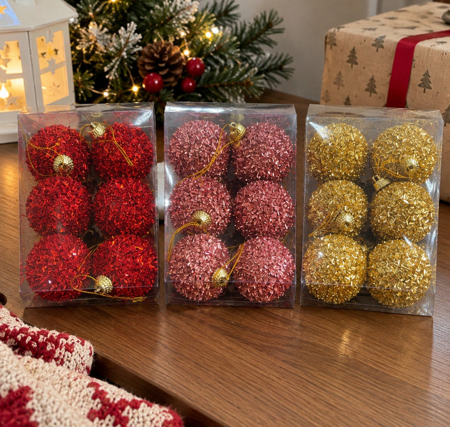 Exclusivo Tienda en linea 💥💎Caja de Esferas Navideñas con Flequillos Metálicos