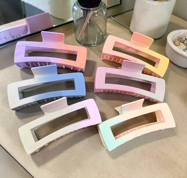 12 Pinzas Bicolor Difuminadas Grandes $10.5 c/u