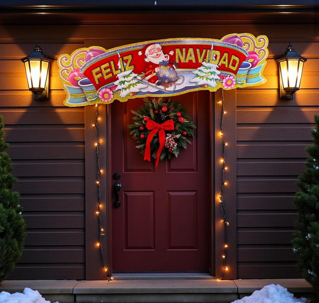 12 Letrero Feliz Navidad 52cm * 15cm $12.6 c/u