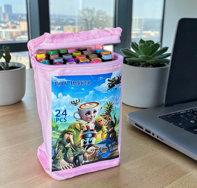 Estuche de 24 Plumones Doble Punta