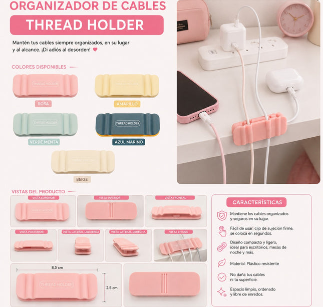 12 Organizadores De Cables Para Casa/Oficina $3.62 c/u