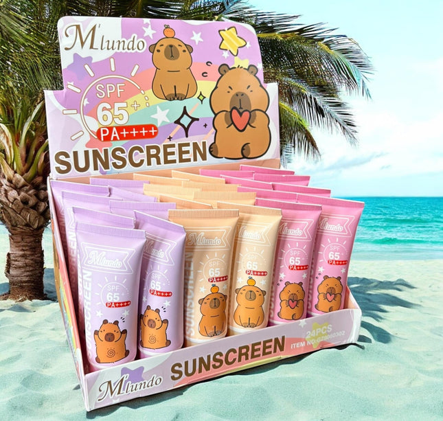 24 Cremas con Protector Solar Capibaras  $9.8 c/u