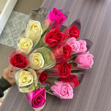 12 Rosas Individuales de Jabón "San Valentin" $19 c/u