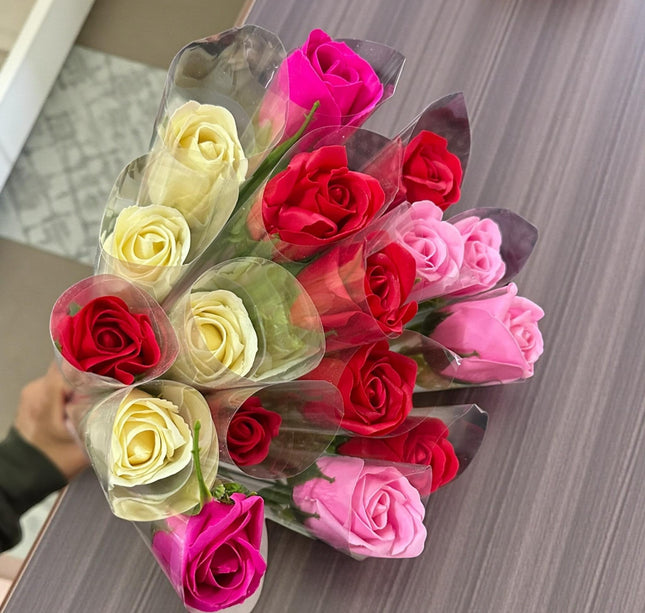 12 Rosas Individuales de Jabón "San Valentin" $19 c/u