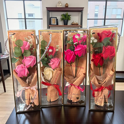 Ramo Vintage de Rosas de Jabon en caja de Regalo