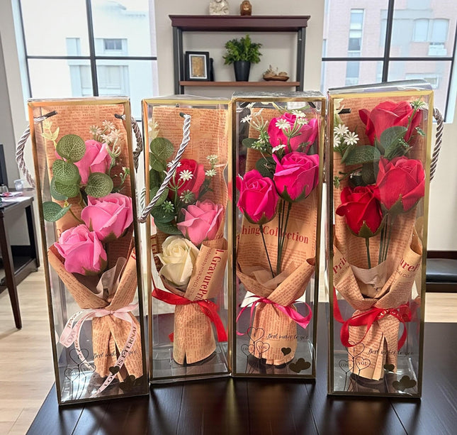 Ramo Vintage de Rosas de Jabon en caja de Regalo