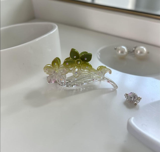 12 Pinzas Flores Cristalinas Pedreria $11.5 c/u