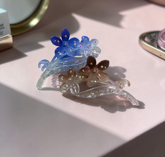 12 Pinzas Flores Cristalinas Pedreria $11.5 c/u