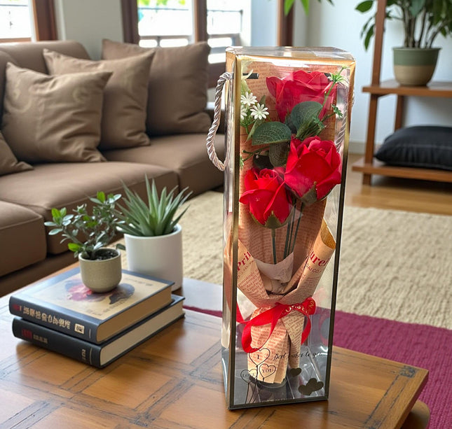 Ramo Vintage de Rosas de Jabon en caja de Regalo