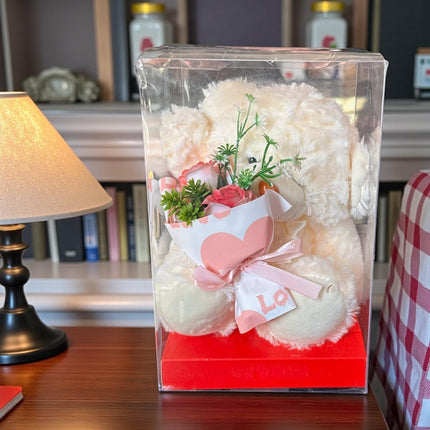 Oso de Peluche con Flores de Jabón en Caja