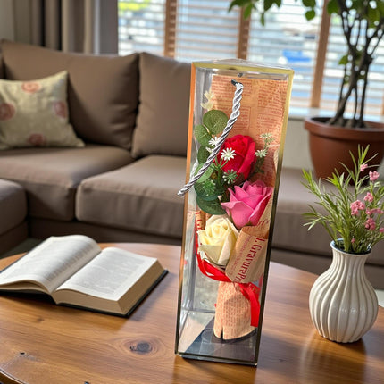 Ramo Vintage de Rosas de Jabon en caja de Regalo