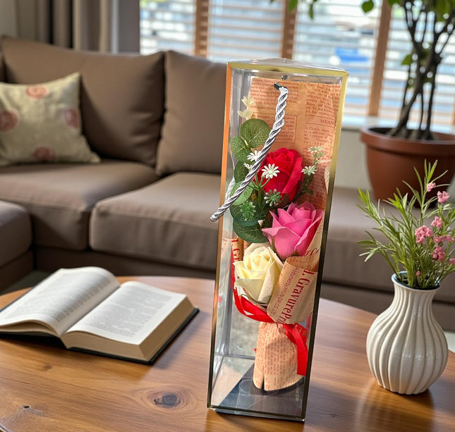 Ramo Vintage de Rosas de Jabon en caja de Regalo