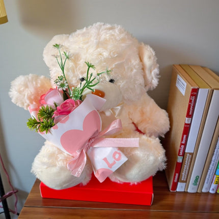 Oso de Peluche con Flores de Jabón en Caja