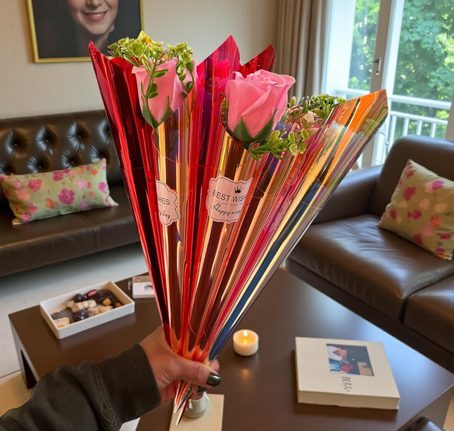 12 Rosa Individual Tornasol "San Valentin" $19 c/u