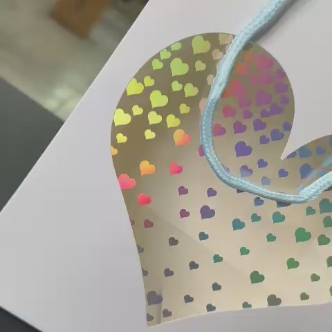 12 Bolsa de Regalo Ventana Corazón Colores $8.5 c/u