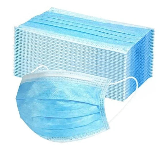Caja de 50 piezas Cubrebocas Infantil Azul Liso